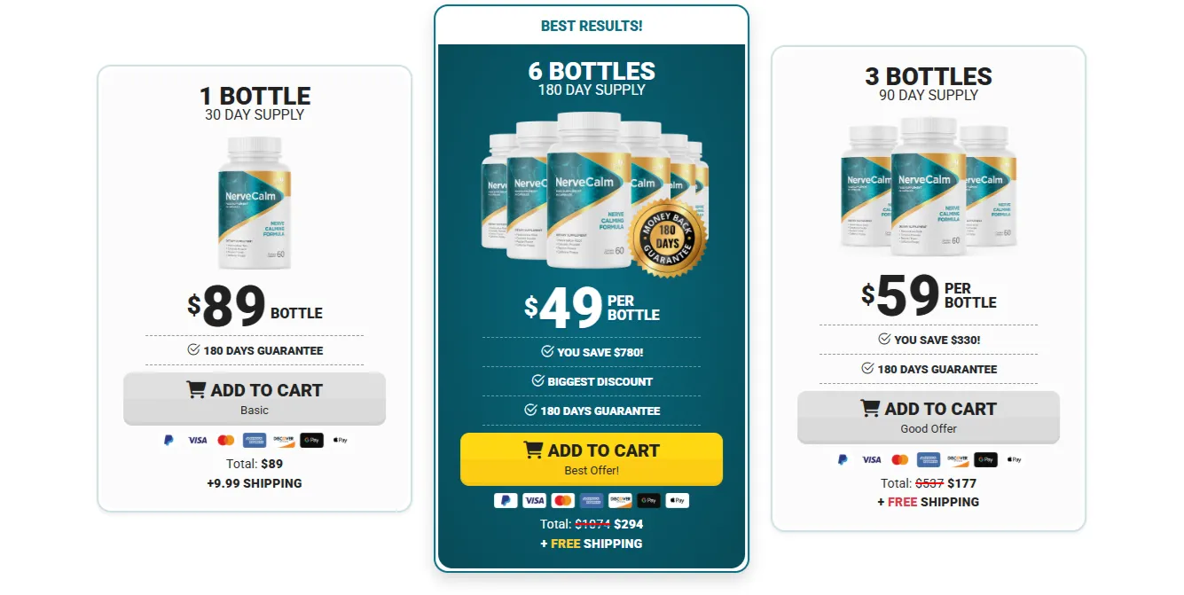 NerveCalm Pricing Table